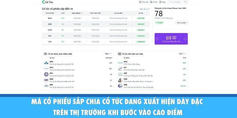 Mã cổ phiếu sắp chia cổ tức đang xuất hiện dày đặc trên thị trường khi bước vào cao điểm